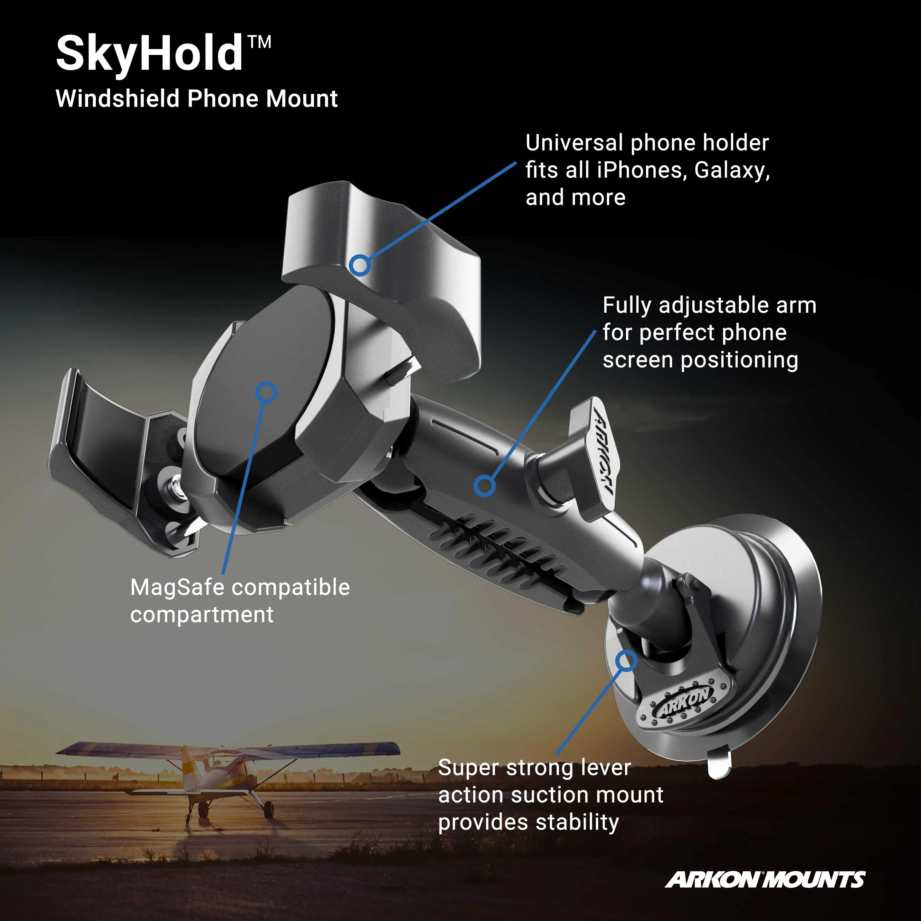 SkyHold™ Windshield Suction Phone Mount