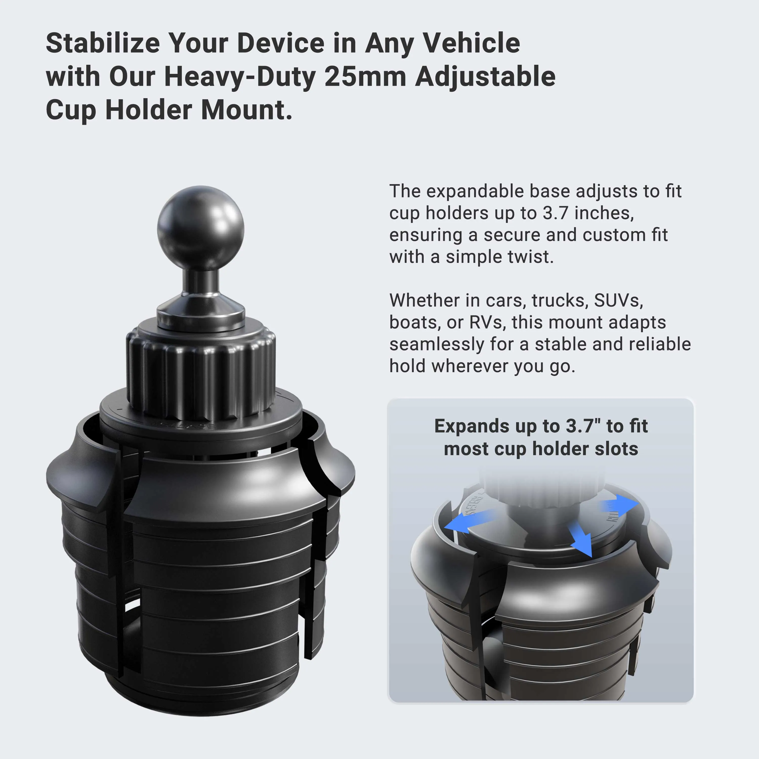 Slim-Grip® Cup Holder Tablet Mount with 3.75" Shaft