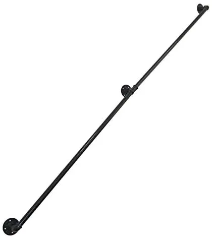 Staircase Railing 5FT-16FT Wall Mount Pipe Handrail for Stairs Industrial Rustic Black