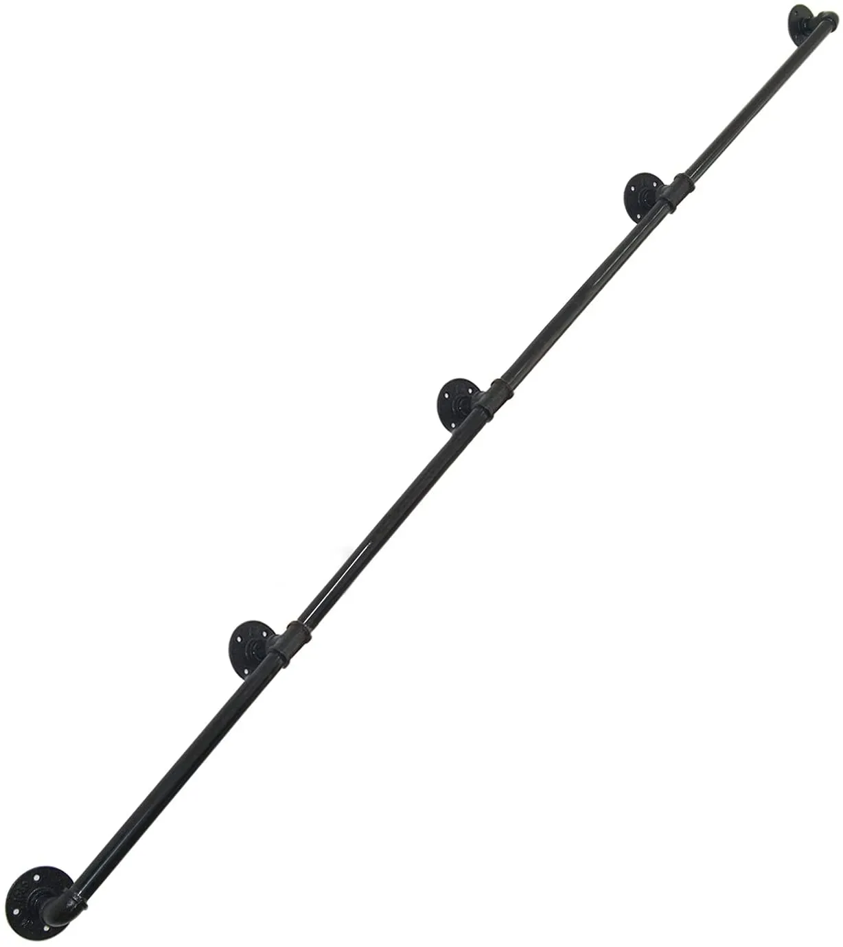 Staircase Railing 5FT-16FT Wall Mount Pipe Handrail for Stairs Industrial Rustic Black