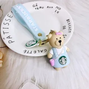 Star Bucks Bear Blue Girl | Silicone Lanyard | Keychain