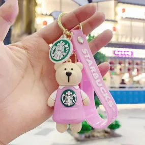 Star Bucks Bear Pink Boy | Silicone Lanyard | Keychain