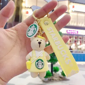 Star Bucks Bear Yellow Girl | Silicone Lanyard | Keychain