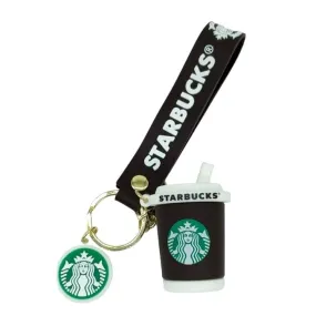 Star Bucks Coffee Mug Brown/ White | Silicone Lanyard | Keychain