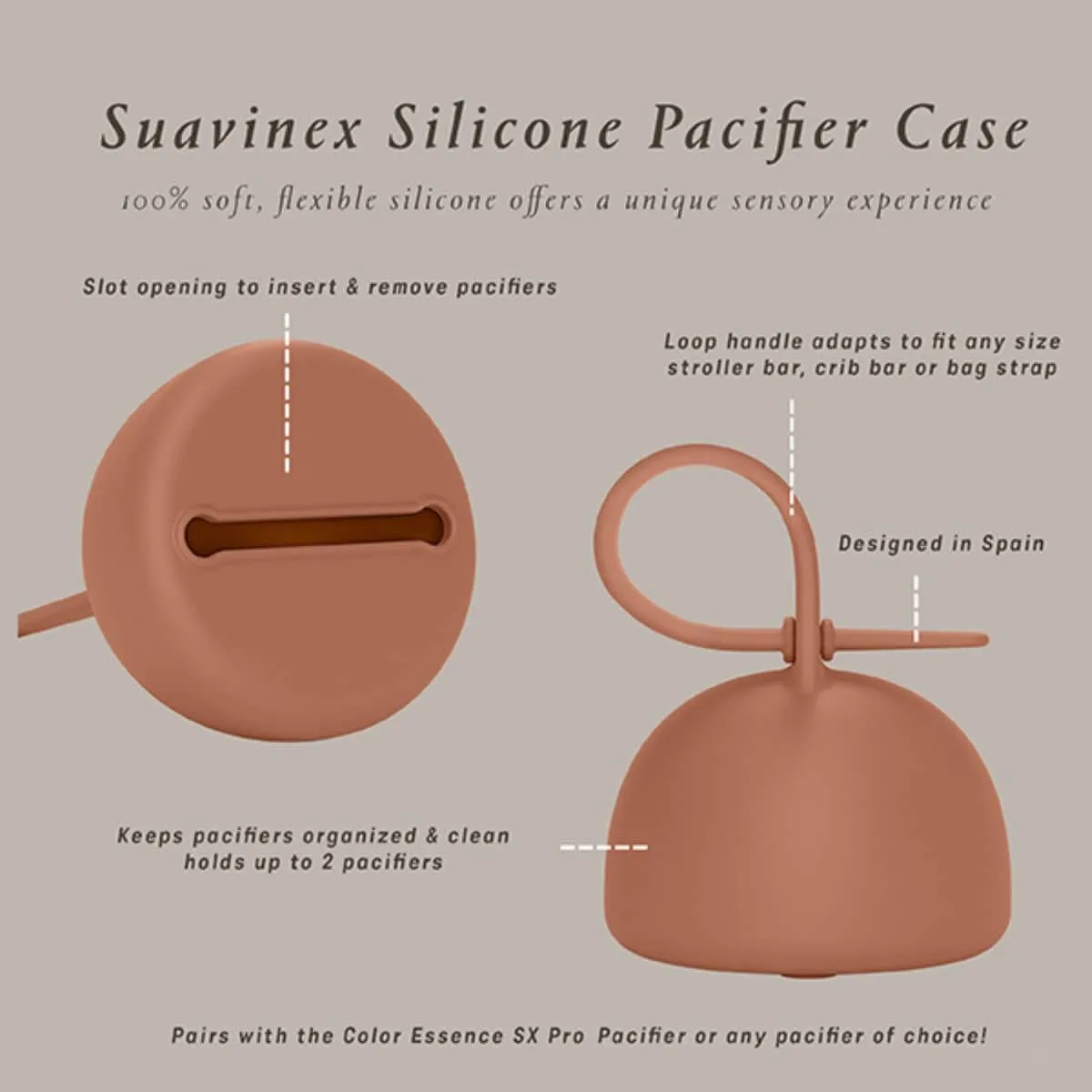 Suavinex Silicone Soother Holder Case - Colour Essence