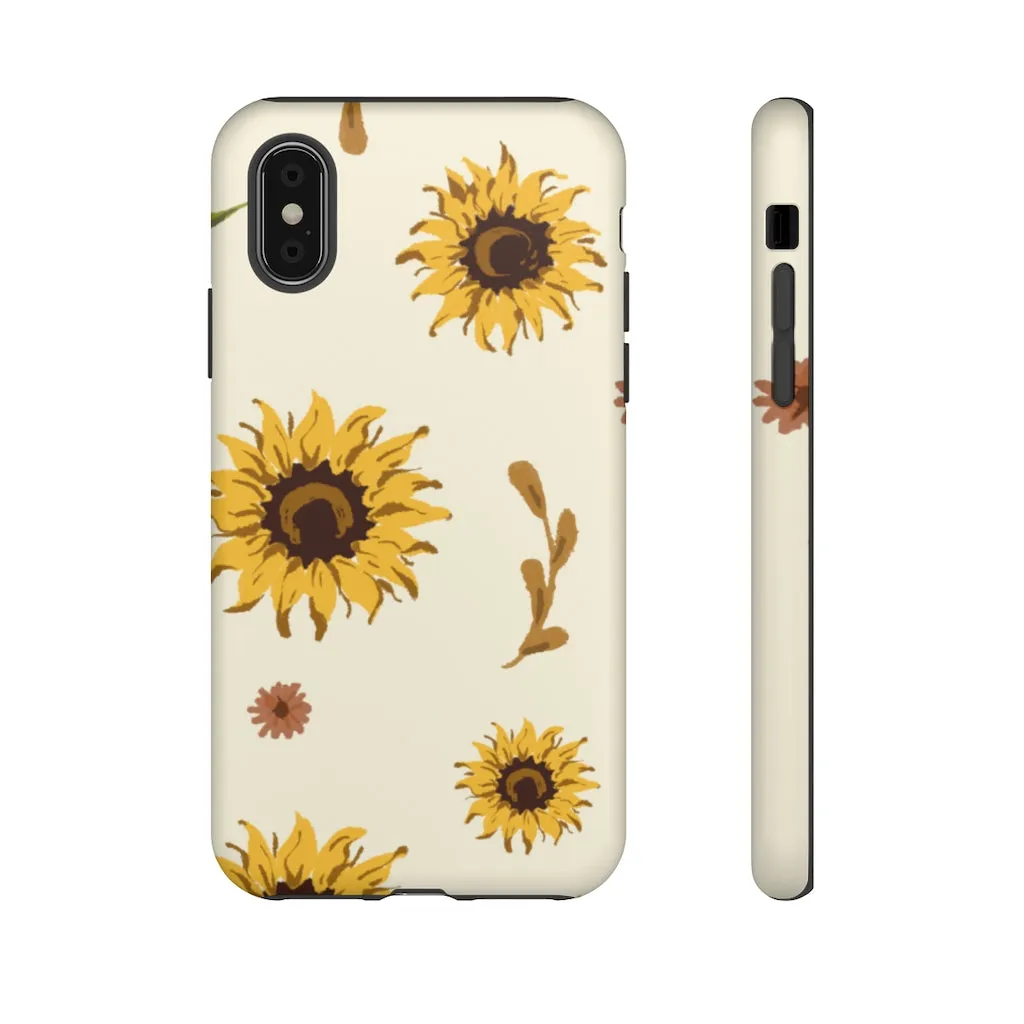 Sunflower Pattern Iphone 13 12 Pro Case, Floral Cute Aesthetic Tough Cases 11 8 Plus X XR XS Max Samsung Galaxy S20  S10 Phone Cover