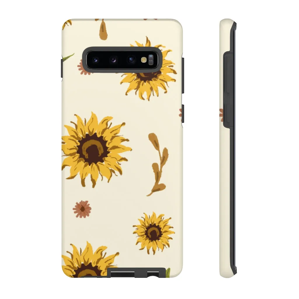 Sunflower Pattern Iphone 13 12 Pro Case, Floral Cute Aesthetic Tough Cases 11 8 Plus X XR XS Max Samsung Galaxy S20  S10 Phone Cover