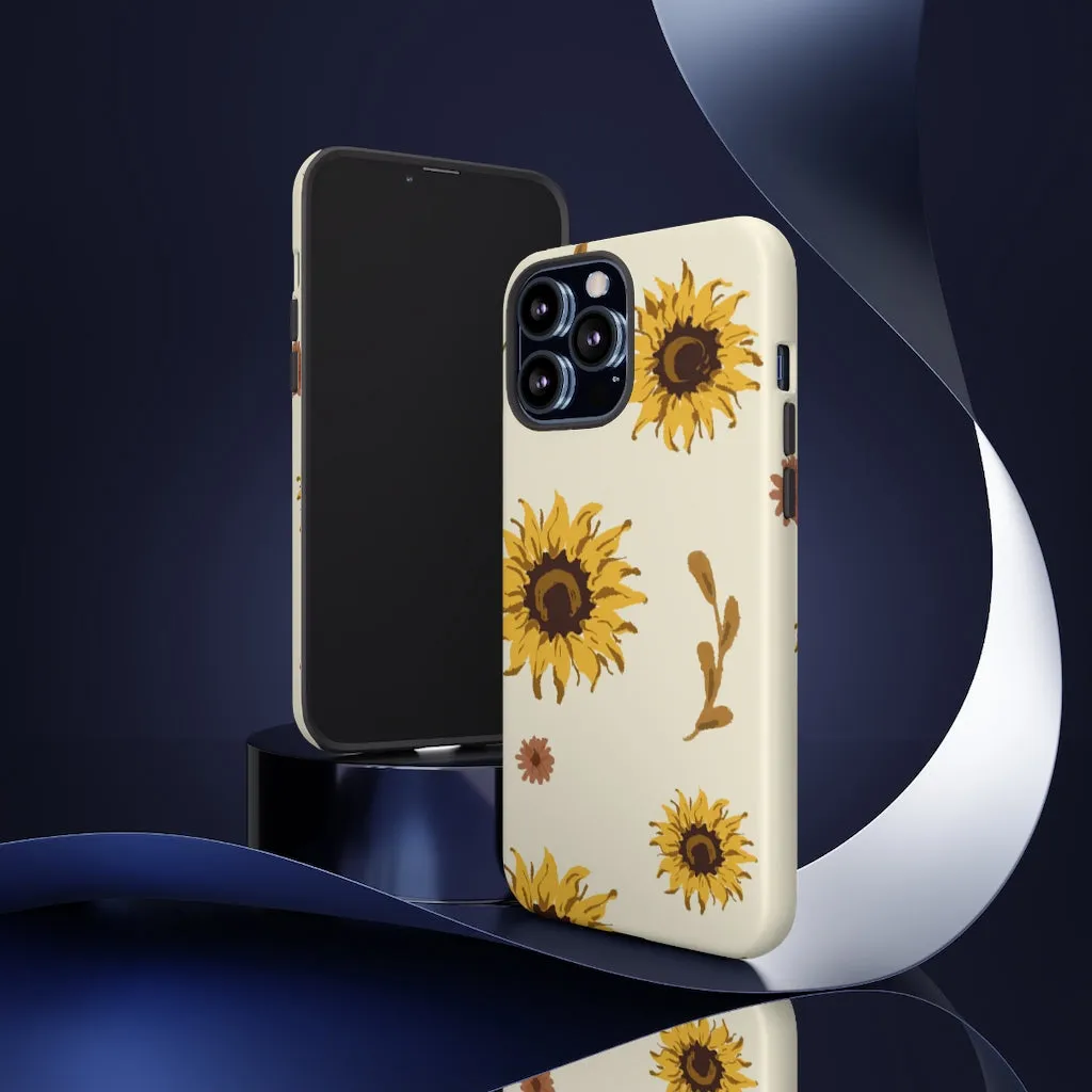 Sunflower Pattern Iphone 13 12 Pro Case, Floral Cute Aesthetic Tough Cases 11 8 Plus X XR XS Max Samsung Galaxy S20  S10 Phone Cover