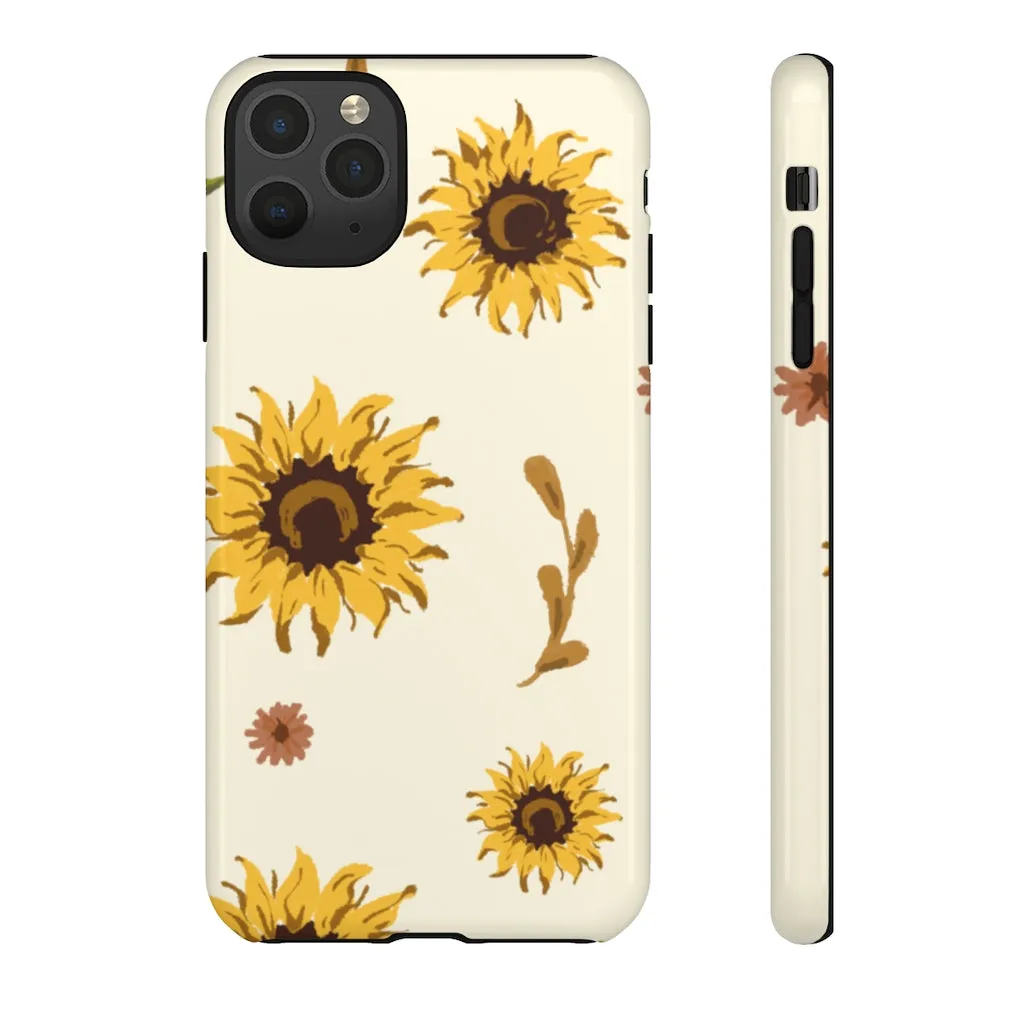 Sunflower Pattern Iphone 13 12 Pro Case, Floral Cute Aesthetic Tough Cases 11 8 Plus X XR XS Max Samsung Galaxy S20  S10 Phone Cover