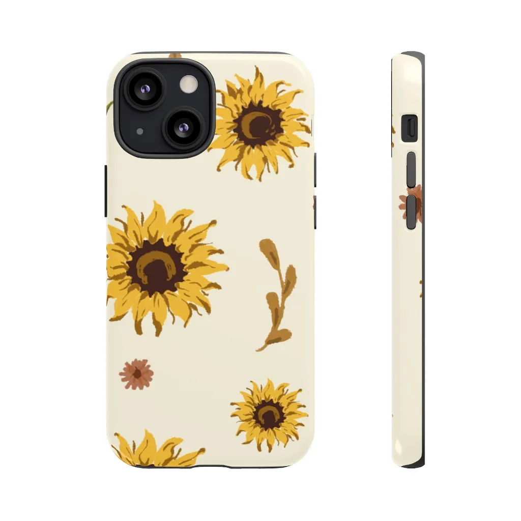 Sunflower Pattern Iphone 13 12 Pro Case, Floral Cute Aesthetic Tough Cases 11 8 Plus X XR XS Max Samsung Galaxy S20  S10 Phone Cover