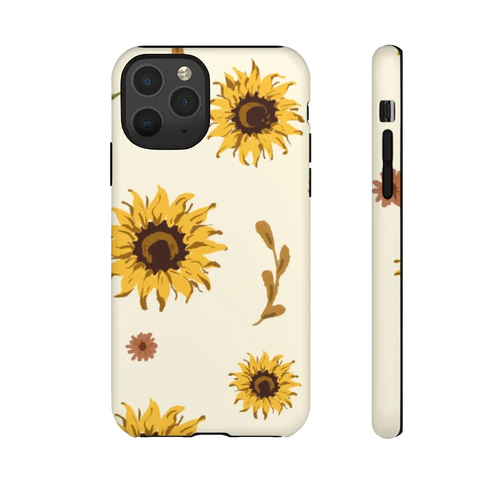 Sunflower Pattern Iphone 13 12 Pro Case, Floral Cute Aesthetic Tough Cases 11 8 Plus X XR XS Max Samsung Galaxy S20  S10 Phone Cover