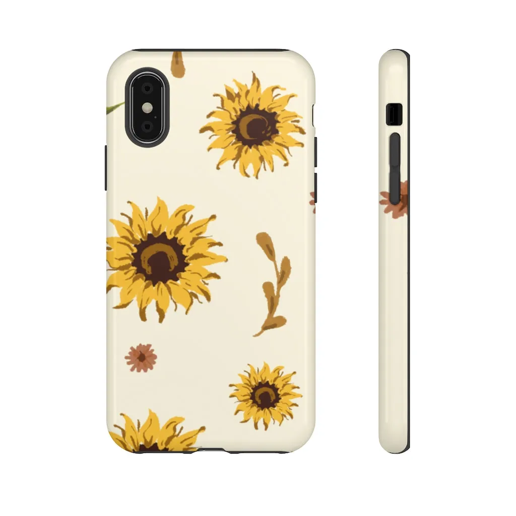 Sunflower Pattern Iphone 13 12 Pro Case, Floral Cute Aesthetic Tough Cases 11 8 Plus X XR XS Max Samsung Galaxy S20  S10 Phone Cover