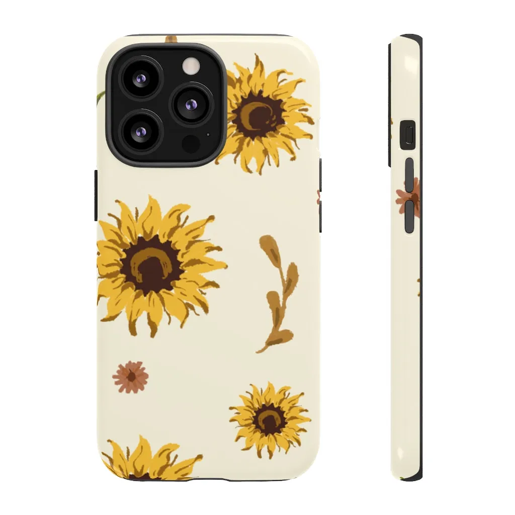 Sunflower Pattern Iphone 13 12 Pro Case, Floral Cute Aesthetic Tough Cases 11 8 Plus X XR XS Max Samsung Galaxy S20  S10 Phone Cover