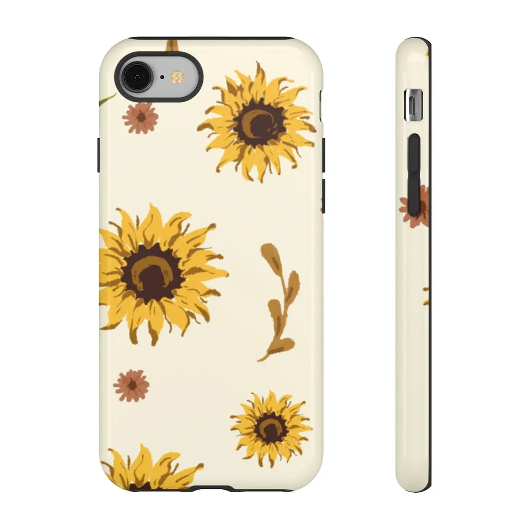 Sunflower Pattern Iphone 13 12 Pro Case, Floral Cute Aesthetic Tough Cases 11 8 Plus X XR XS Max Samsung Galaxy S20  S10 Phone Cover