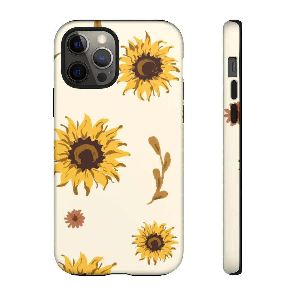 Sunflower Pattern Iphone 13 12 Pro Case, Floral Cute Aesthetic Tough Cases 11 8 Plus X XR XS Max Samsung Galaxy S20  S10 Phone Cover