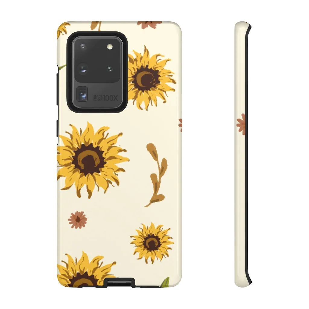 Sunflower Pattern Iphone 13 12 Pro Case, Floral Cute Aesthetic Tough Cases 11 8 Plus X XR XS Max Samsung Galaxy S20  S10 Phone Cover