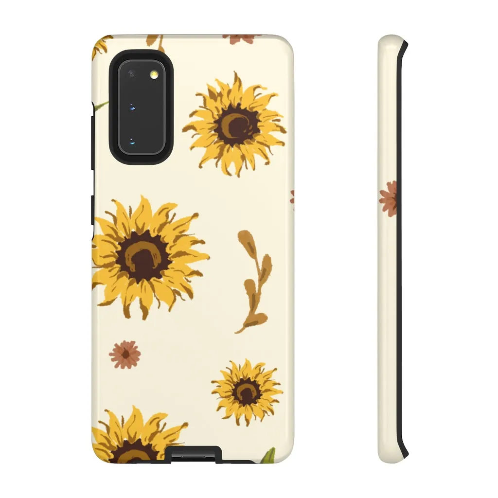 Sunflower Pattern Iphone 13 12 Pro Case, Floral Cute Aesthetic Tough Cases 11 8 Plus X XR XS Max Samsung Galaxy S20  S10 Phone Cover