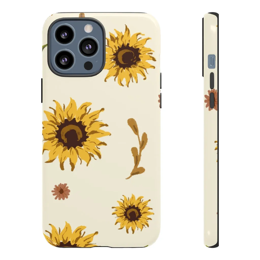 Sunflower Pattern Iphone 13 12 Pro Case, Floral Cute Aesthetic Tough Cases 11 8 Plus X XR XS Max Samsung Galaxy S20  S10 Phone Cover