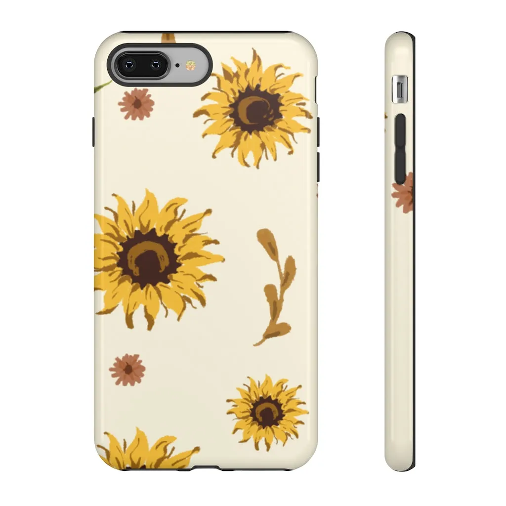 Sunflower Pattern Iphone 13 12 Pro Case, Floral Cute Aesthetic Tough Cases 11 8 Plus X XR XS Max Samsung Galaxy S20  S10 Phone Cover