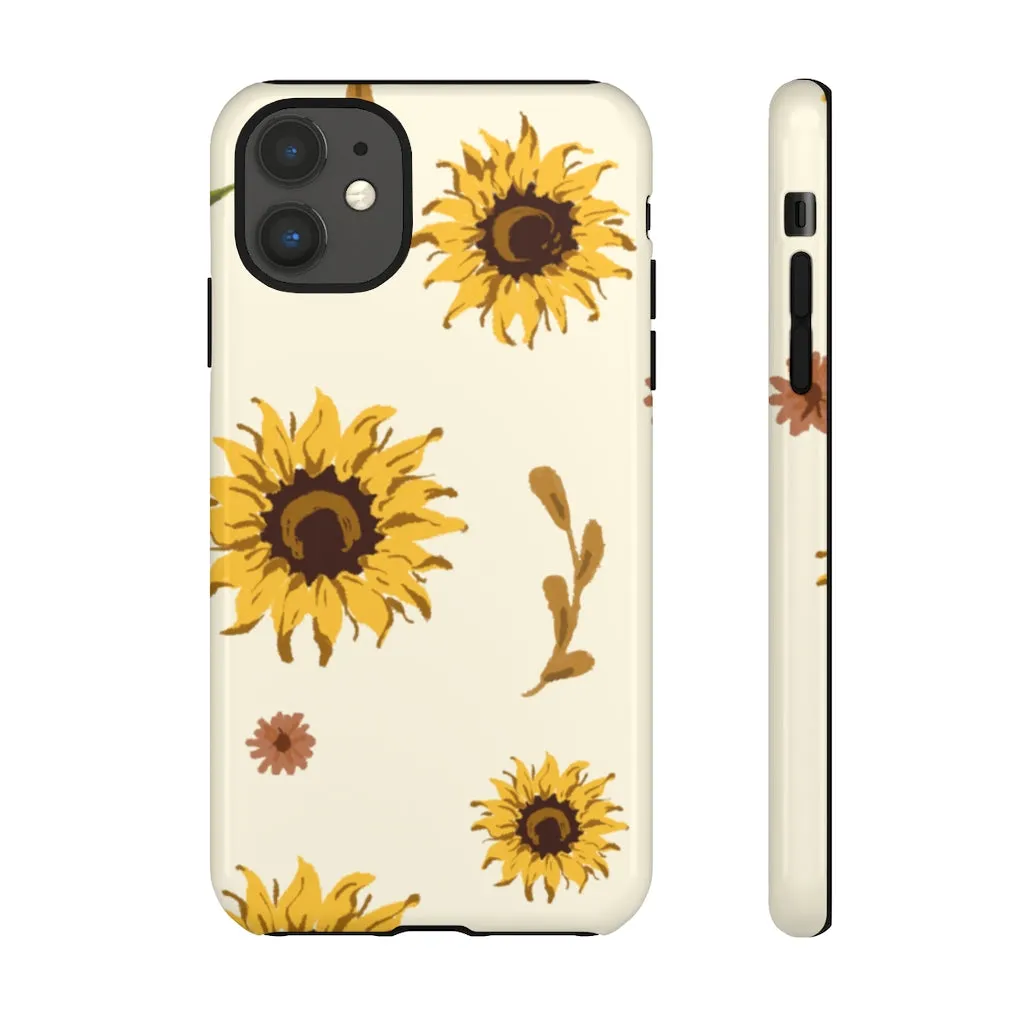 Sunflower Pattern Iphone 13 12 Pro Case, Floral Cute Aesthetic Tough Cases 11 8 Plus X XR XS Max Samsung Galaxy S20  S10 Phone Cover