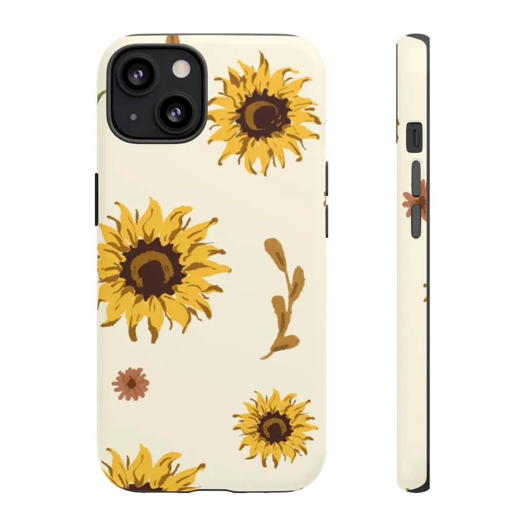 Sunflower Pattern Iphone 13 12 Pro Case, Floral Cute Aesthetic Tough Cases 11 8 Plus X XR XS Max Samsung Galaxy S20  S10 Phone Cover