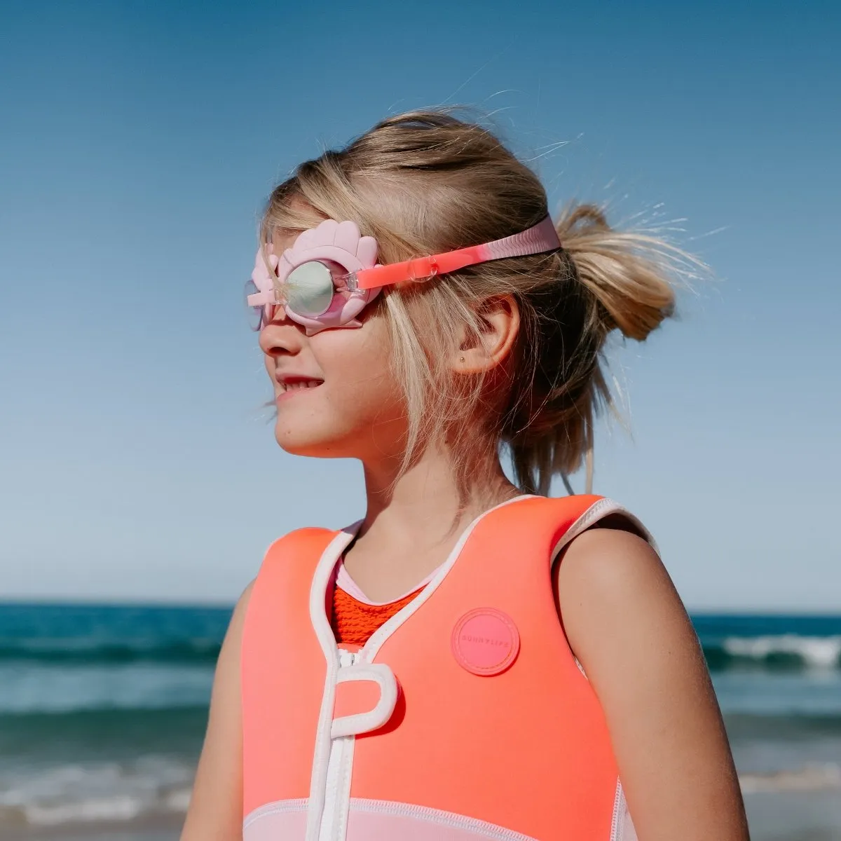 SUNNYLiFE Melody the Mermaid Mini Swim Goggles Neon Strawberry