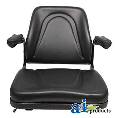 T500BL Seat, Universal w/Slide Track & Flip-Up Armrests, Black Vinyl Fits:Bobcat