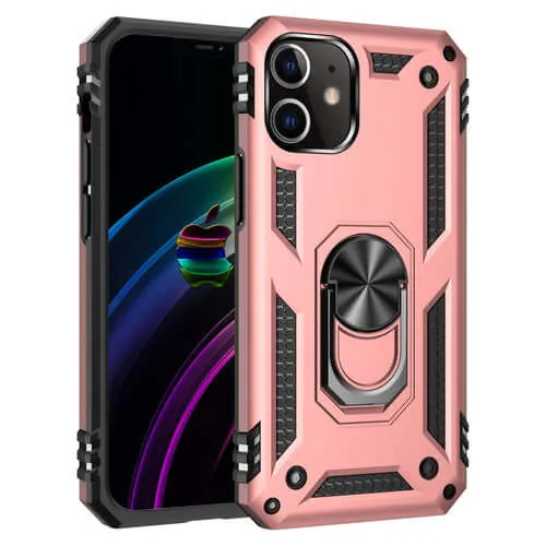 Tech Armor Ring Stand Grip Case with Metal Plate for iPhone 12 Mini