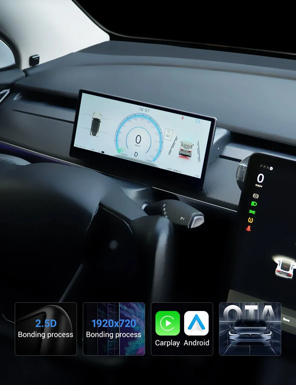 TESERY 9‘’ Screen Dashboard Display With Carplay & Android Auto for Model 3 Highland / Model Y