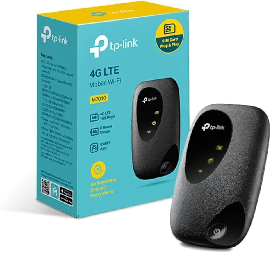 TP-Link M7010 4G  MiFi, Portable Travel WiFi, Low Cost Unlocked LTE-Advanced Cat4 Mobile WiFi Hotspot Dongle, 2000mAh battery, High Global Compatibility