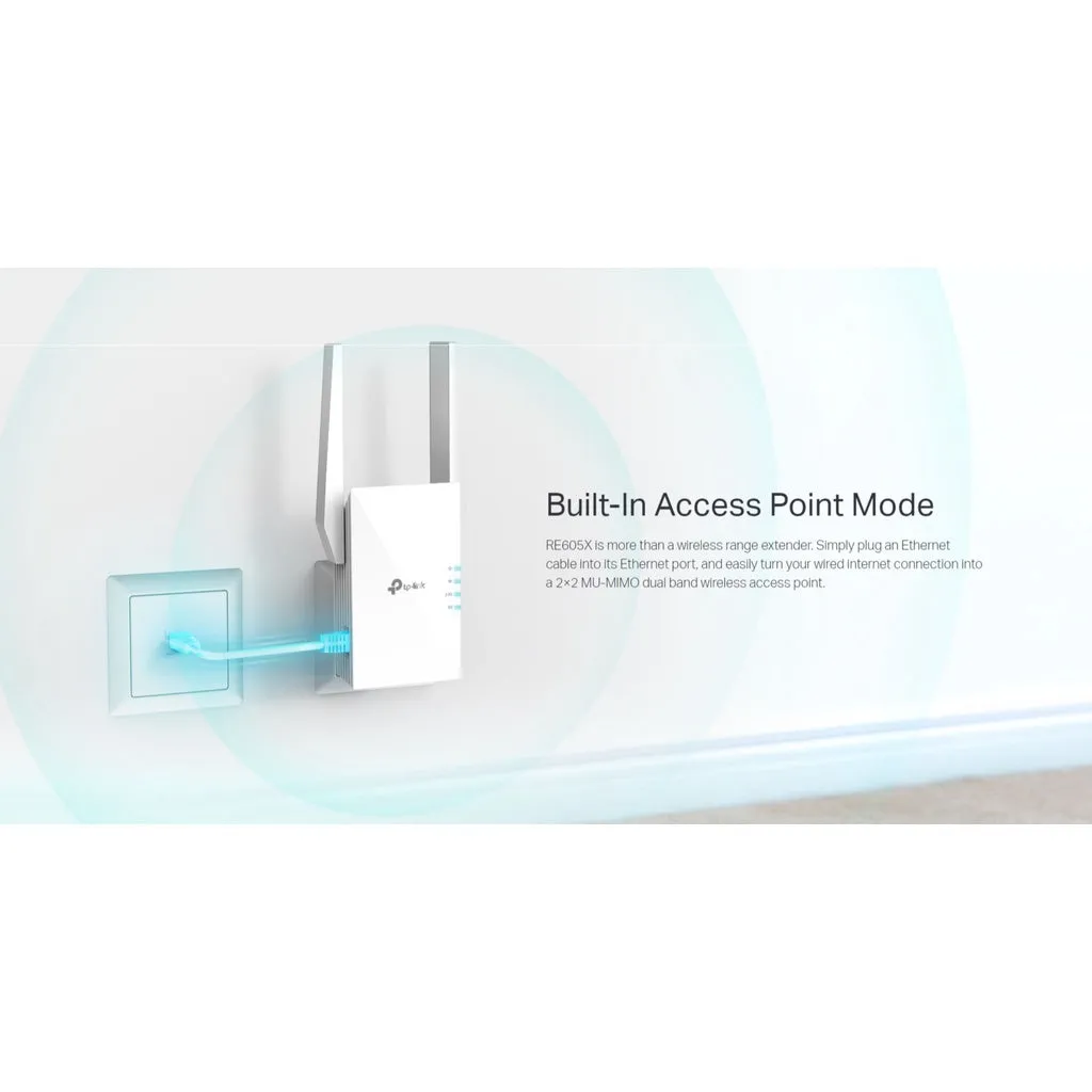 TP-Link RE605X AX1800 WiFi 6 Dual Band Range Extender Repeater OneMesh Access Point