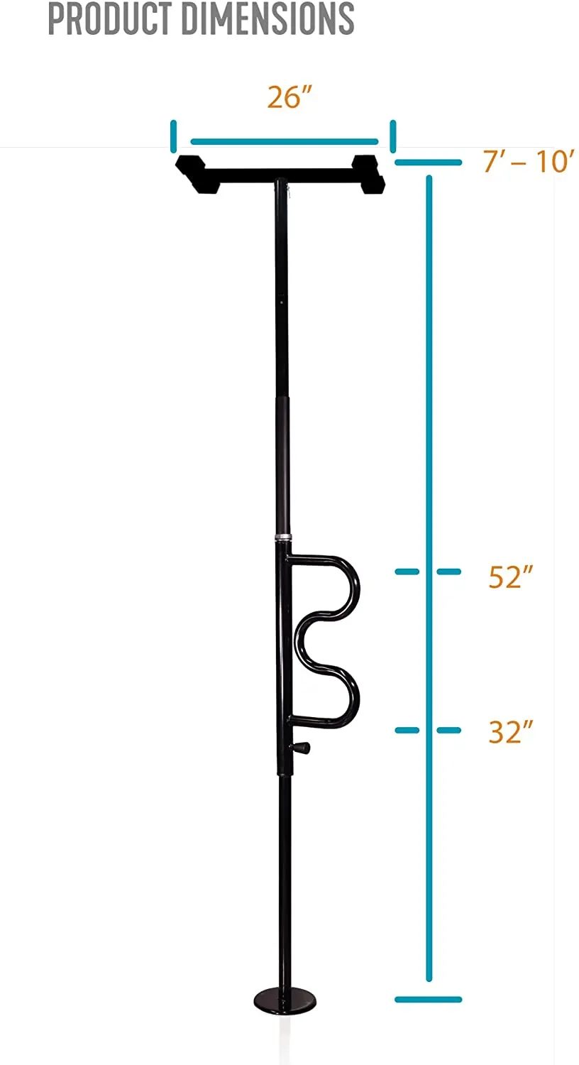 Transfer Pole Stander Security Pole Curve Grab Bar Mounted Floor to Ceiling Black