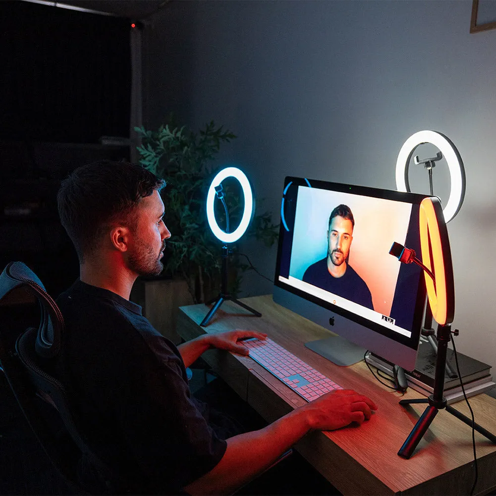 'Triple Rainbow' Youtube Gaming Content Creator Dual RGB Unicorn Ring Light Kit - Bundle