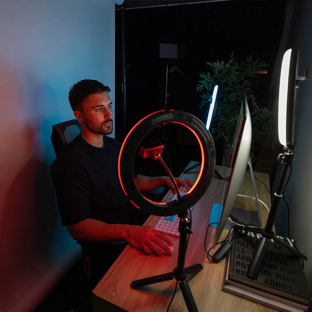 'Triple Rainbow' Youtube Gaming Content Creator Dual RGB Unicorn Ring Light Kit - Bundle