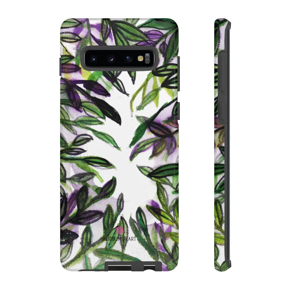 Tropical Leaves Print Phone Case, Floral Print Best Designer Art iPhone Samsung Case-Made in USA