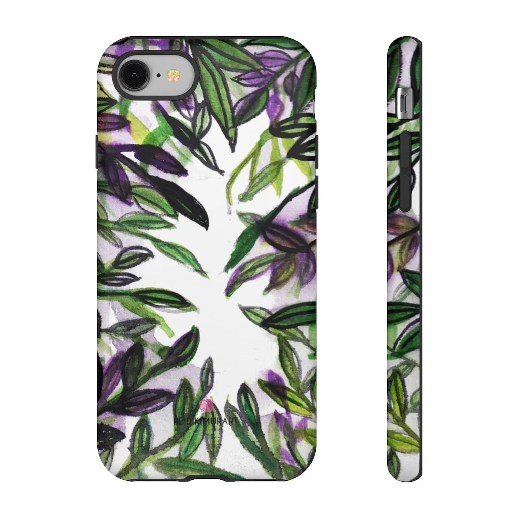 Tropical Leaves Print Phone Case, Floral Print Best Designer Art iPhone Samsung Case-Made in USA