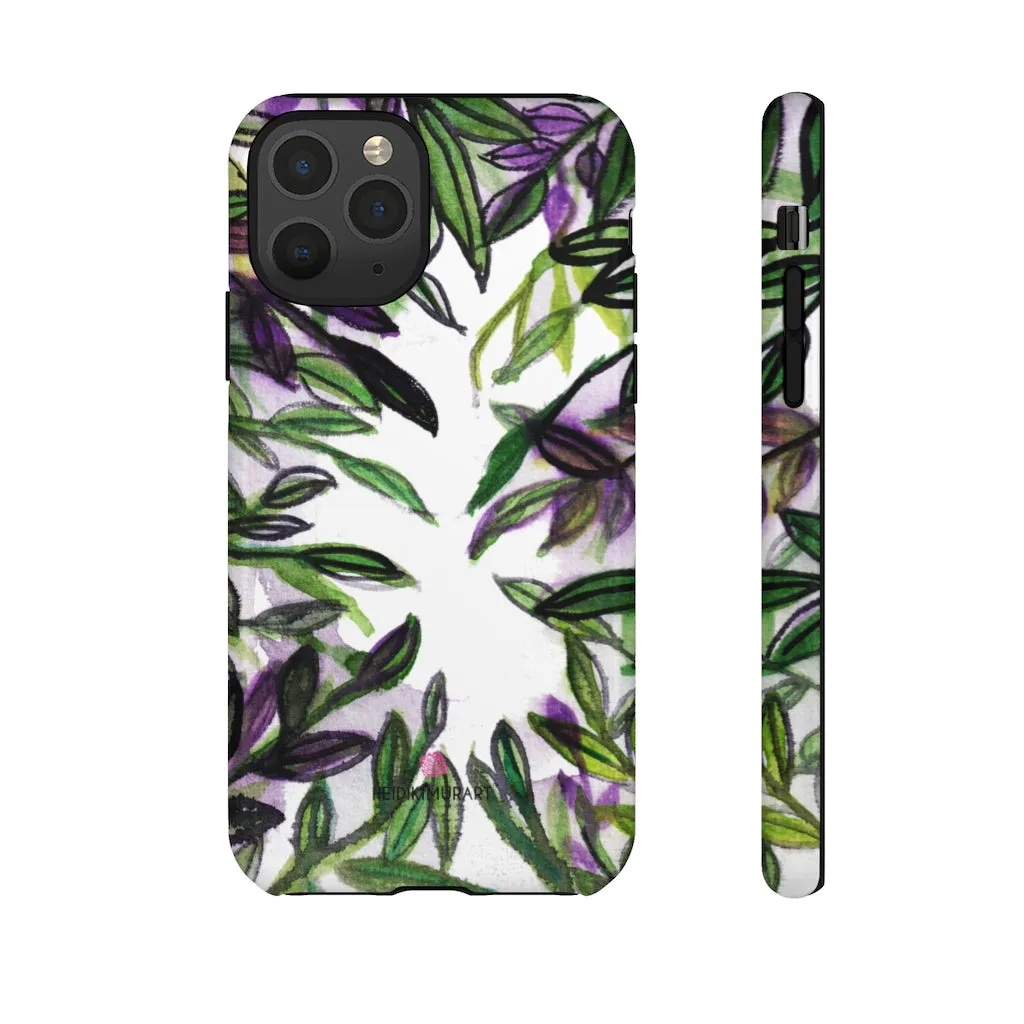 Tropical Leaves Print Phone Case, Floral Print Best Designer Art iPhone Samsung Case-Made in USA