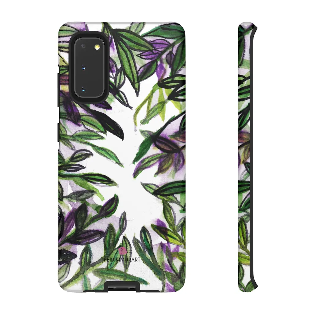 Tropical Leaves Print Phone Case, Floral Print Best Designer Art iPhone Samsung Case-Made in USA