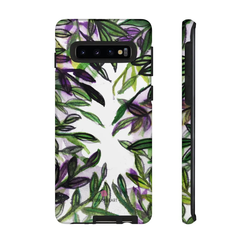 Tropical Leaves Print Phone Case, Floral Print Best Designer Art iPhone Samsung Case-Made in USA