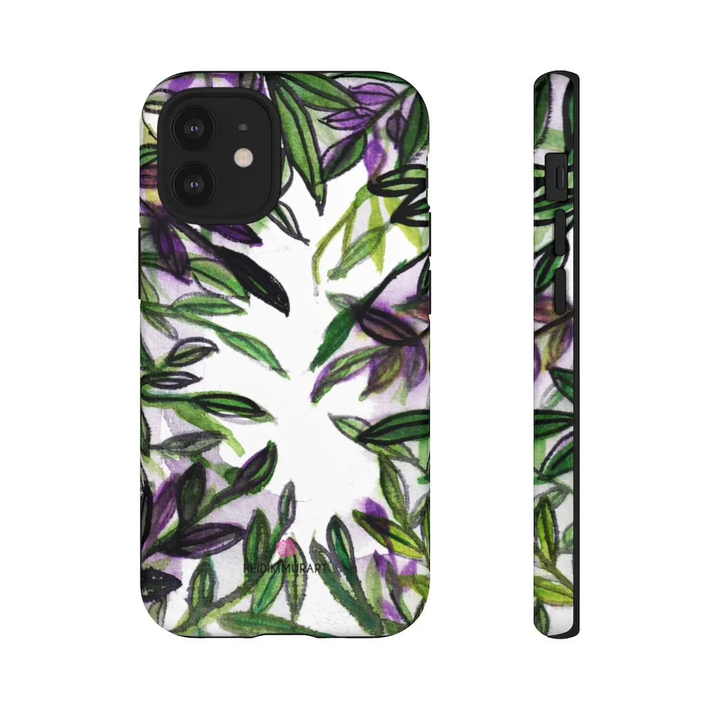 Tropical Leaves Print Phone Case, Floral Print Best Designer Art iPhone Samsung Case-Made in USA