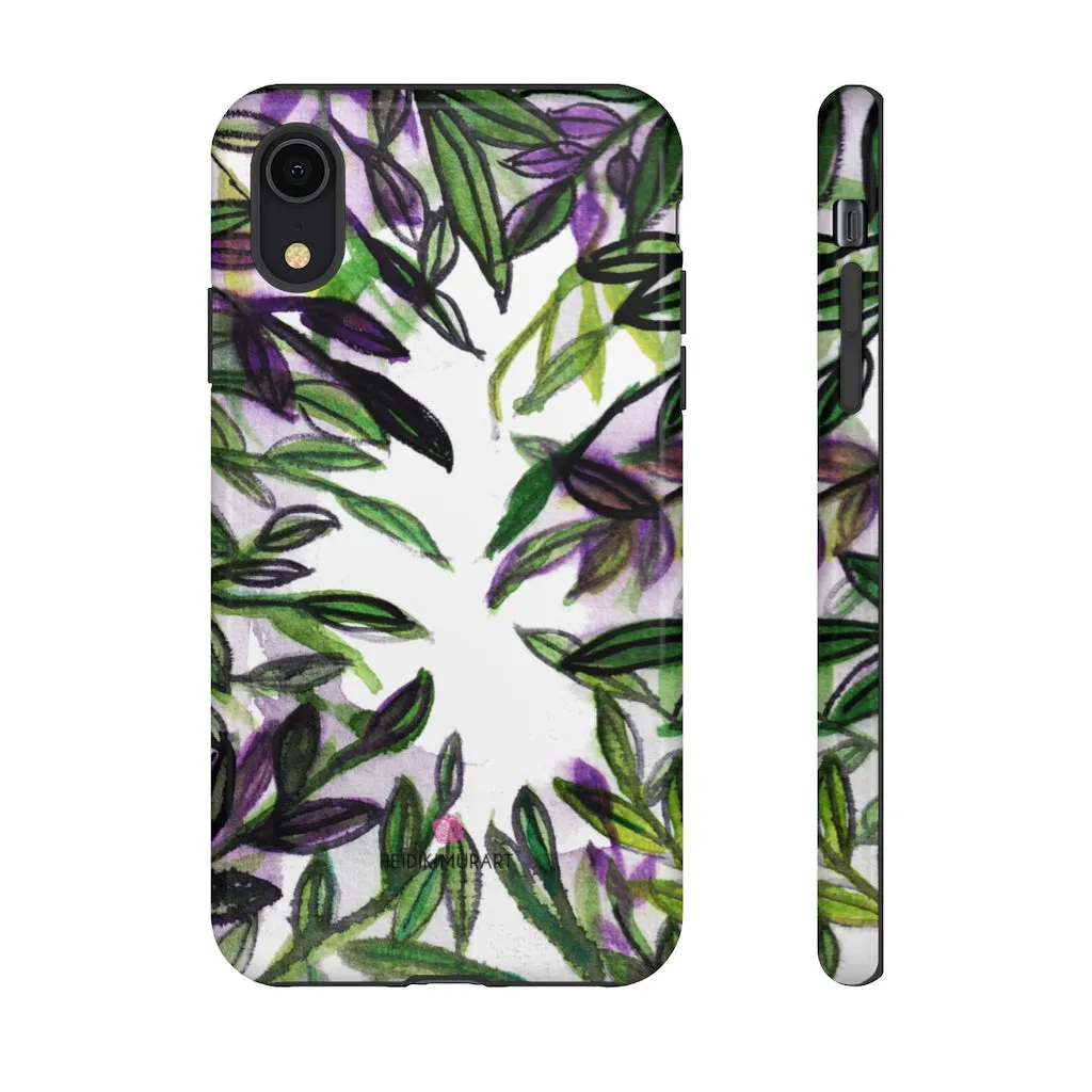 Tropical Leaves Print Phone Case, Floral Print Best Designer Art iPhone Samsung Case-Made in USA