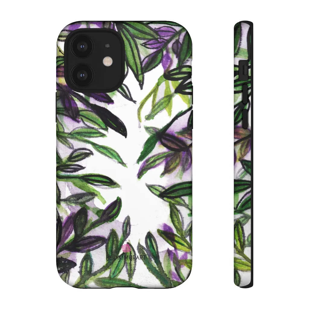 Tropical Leaves Print Phone Case, Floral Print Best Designer Art iPhone Samsung Case-Made in USA