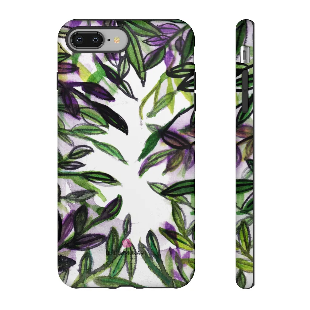 Tropical Leaves Print Phone Case, Floral Print Best Designer Art iPhone Samsung Case-Made in USA