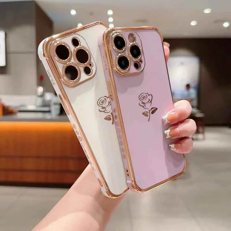 TSP32 Cute Phone Cases for iPhone 11, 12, 13, 14, 15 Pro Max, X, Xs Max - Soft Flower Silicone