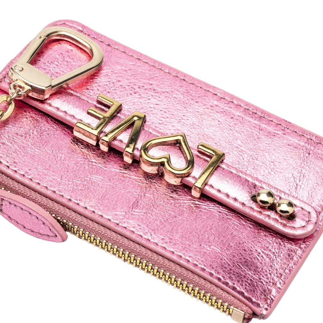 UMBI Personalized Leather Mini Wallet - Metallic ROSE