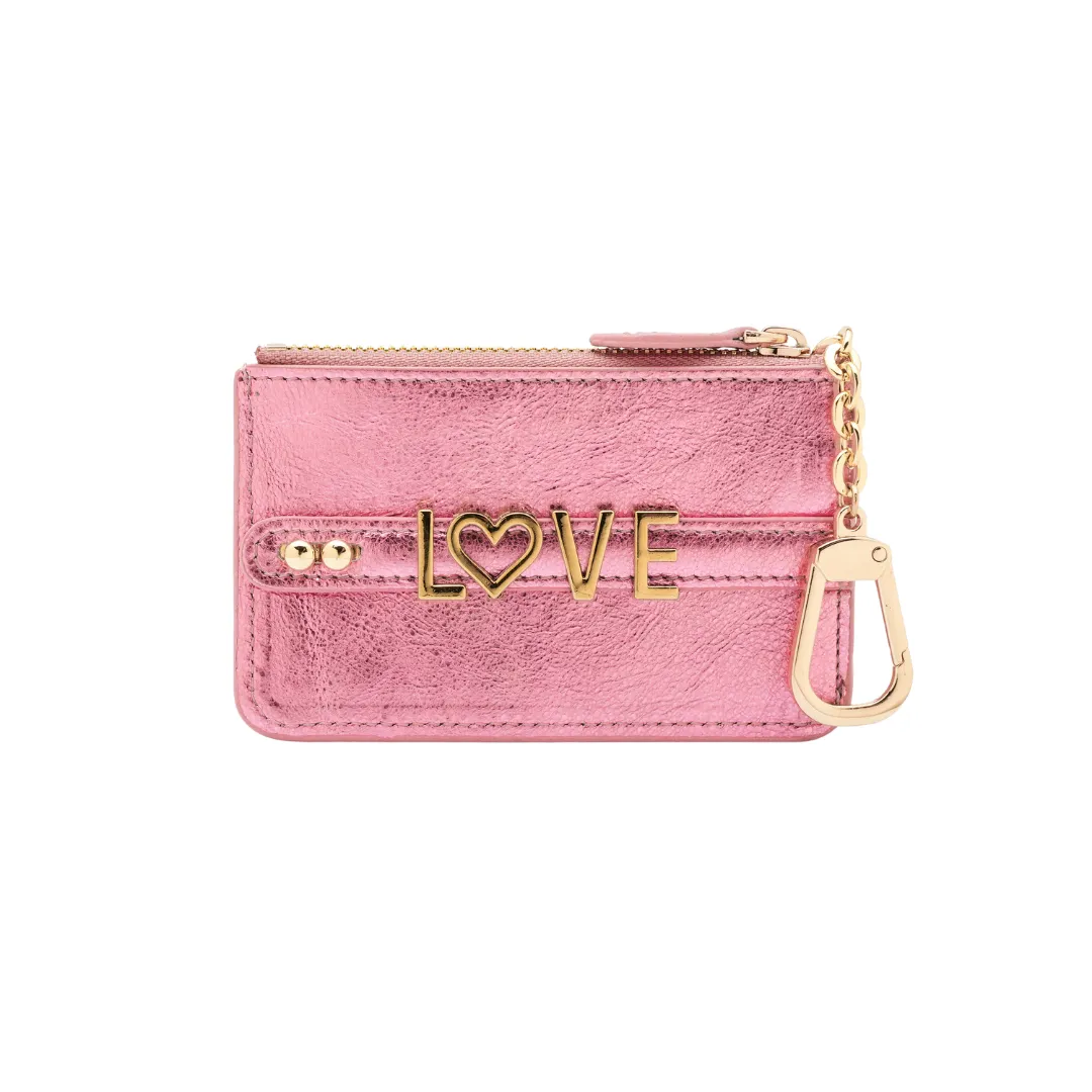 UMBI Personalized Leather Mini Wallet - Metallic ROSE