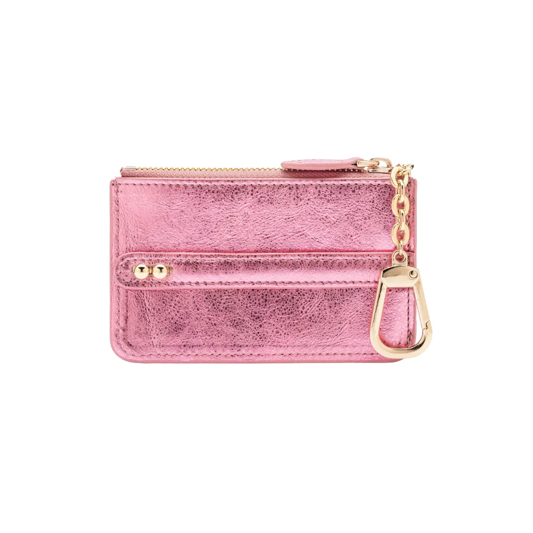 UMBI Personalized Leather Mini Wallet - Metallic ROSE