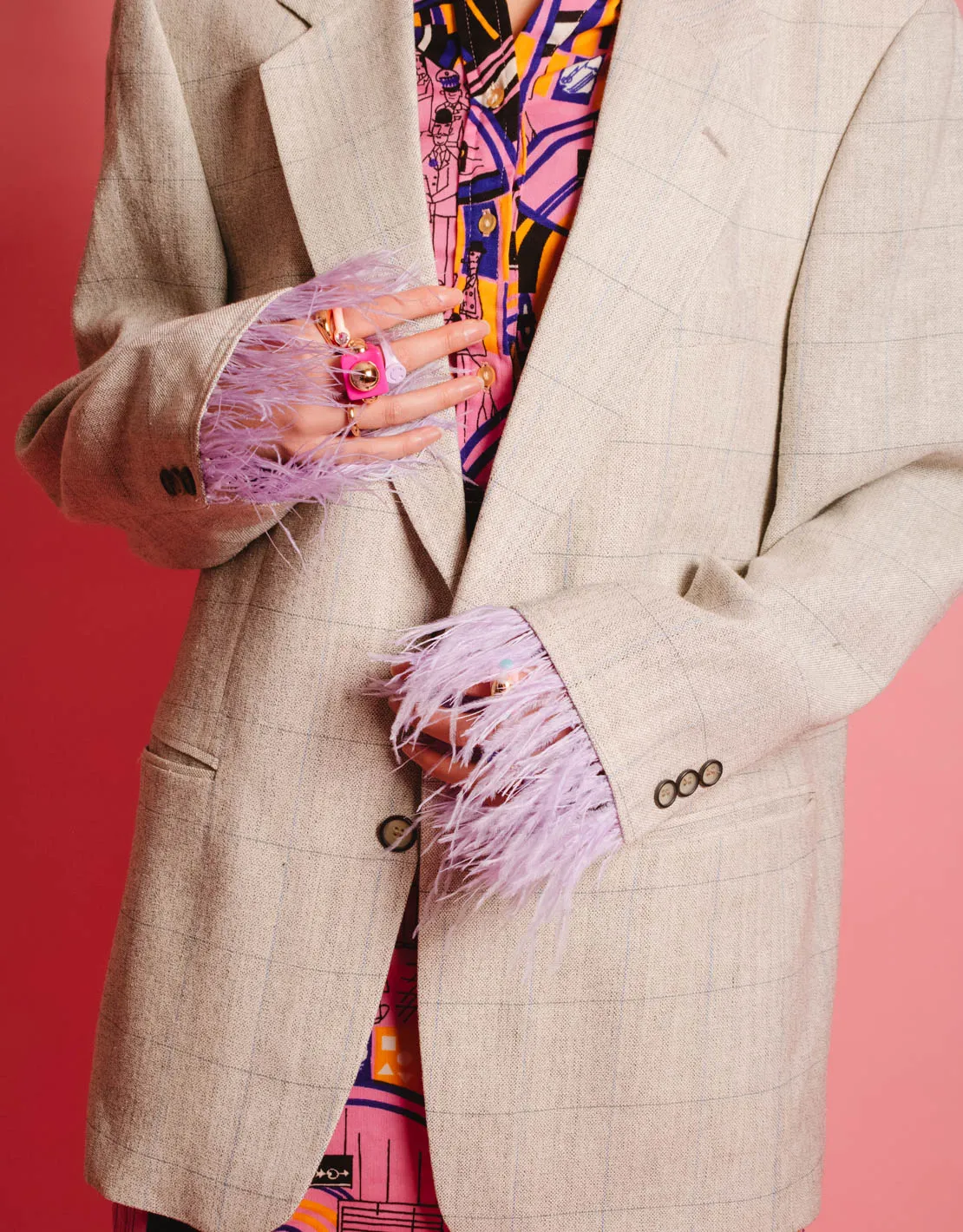 Vintage customized blazer with feathers