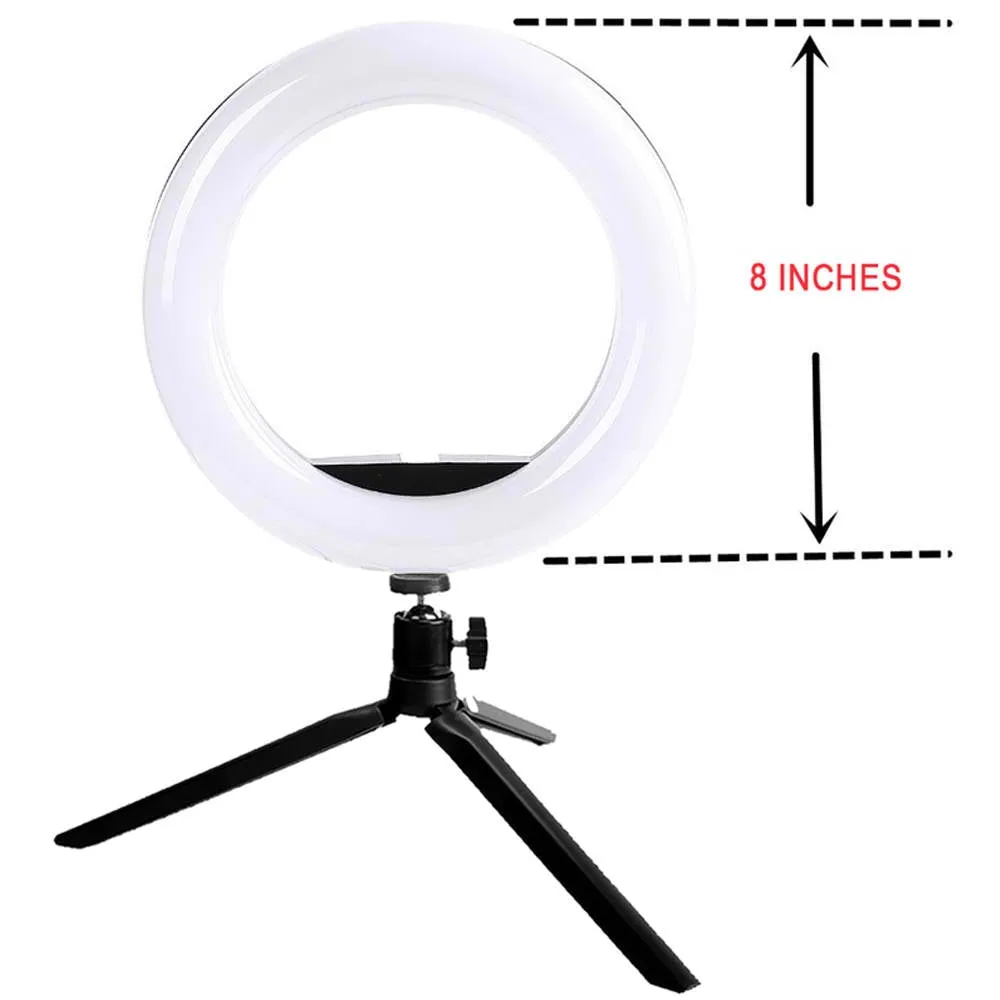 Vivitar 8 Inch LED Ring Light Dimmable Lamp for Iphone Smartphone with Tripod Mount Stand