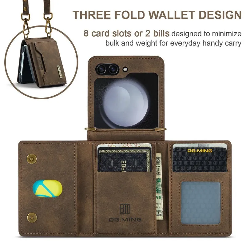 Wallet Case with Card Slot and Shoulder Strap For Samsung Z Flip5 4